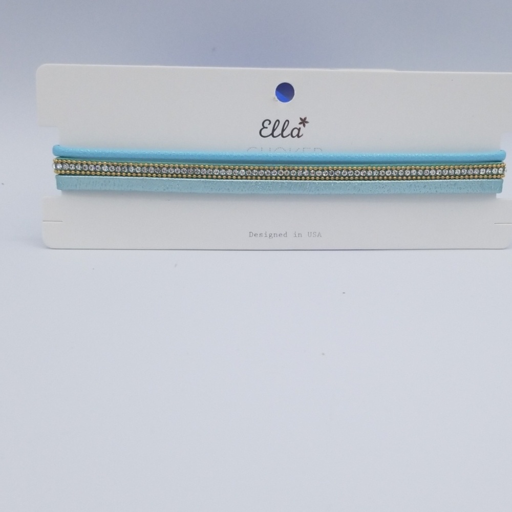 Blue and Gold Rhinestone Choker